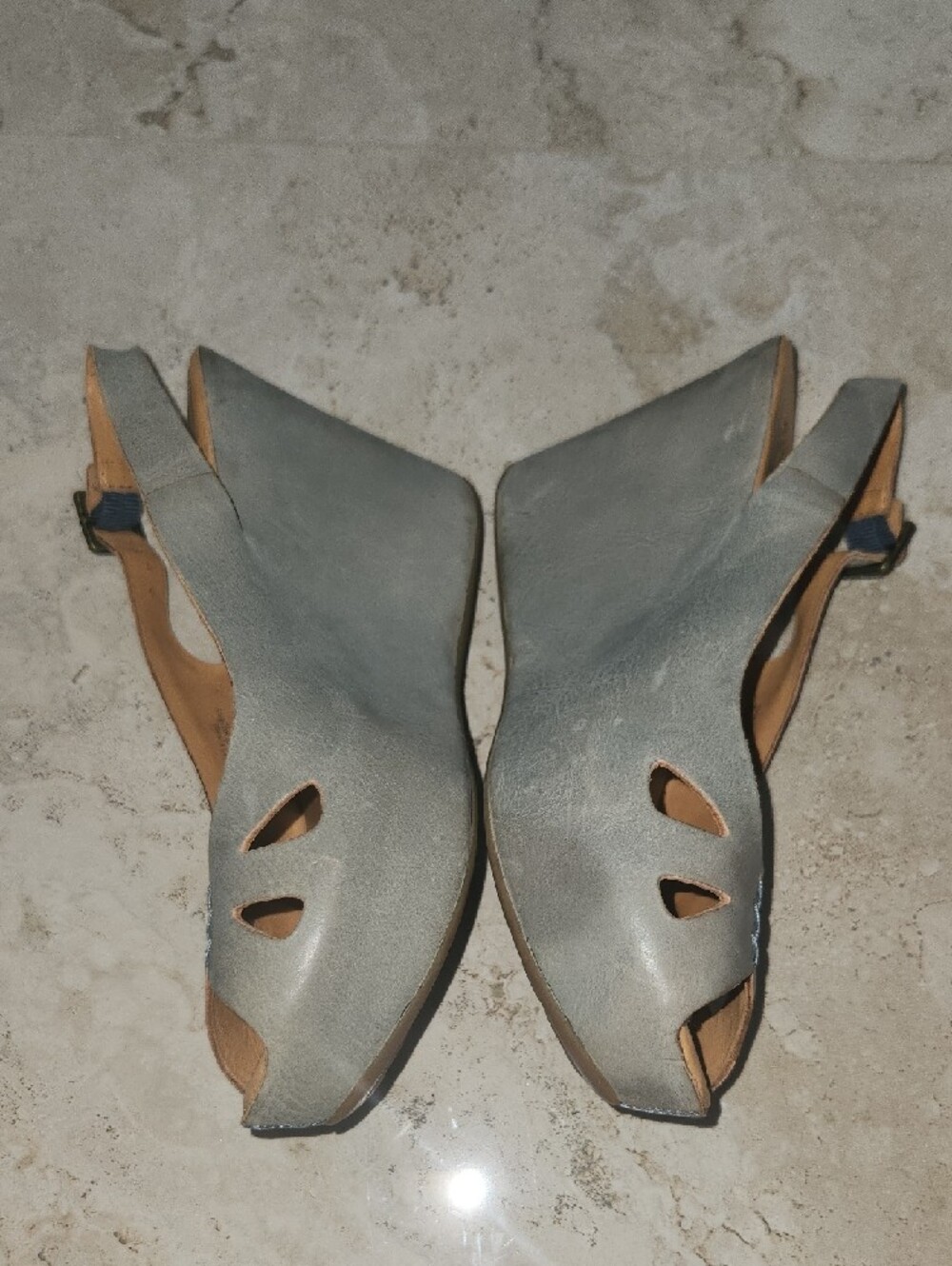 Kork-Ease Women's Gray Peep Toe Slingback Sandals - Picture 2 of 7